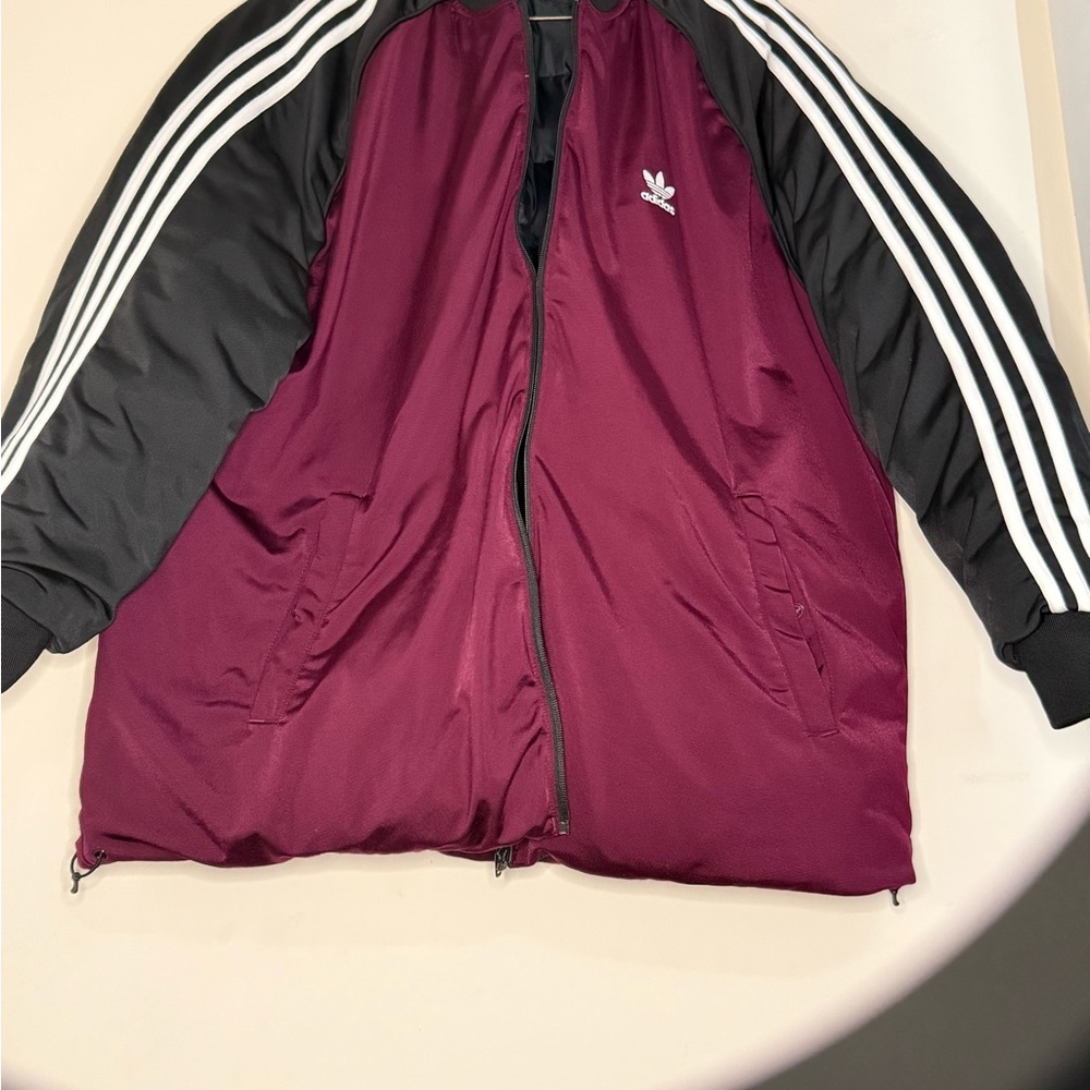 adidas Burgundy and Black Bomber Track Jacket Mens 2xl